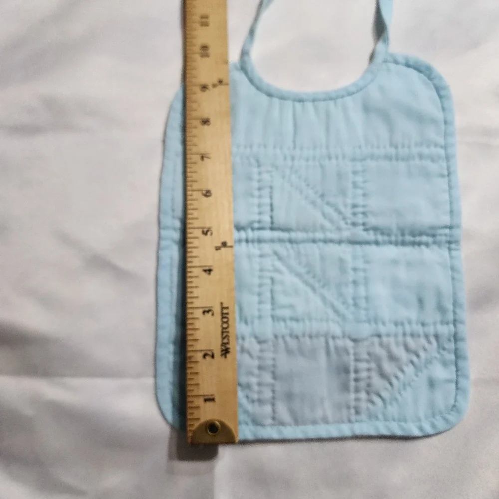 Vintage Handmade Quilted Baby Bib Sailboat Nautical Blue Red Cotton Tie Closure